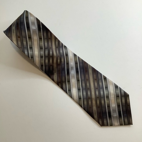 JOSEPH & FEISS Neutral Stripe Woven Silk Tie - Picture 2 of 11